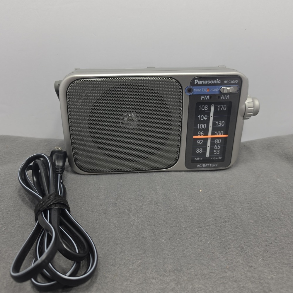 Panasonic RF-2400D 2-Band Receiver AM/FM Portable Radio Gray - TESTED&WORKING E